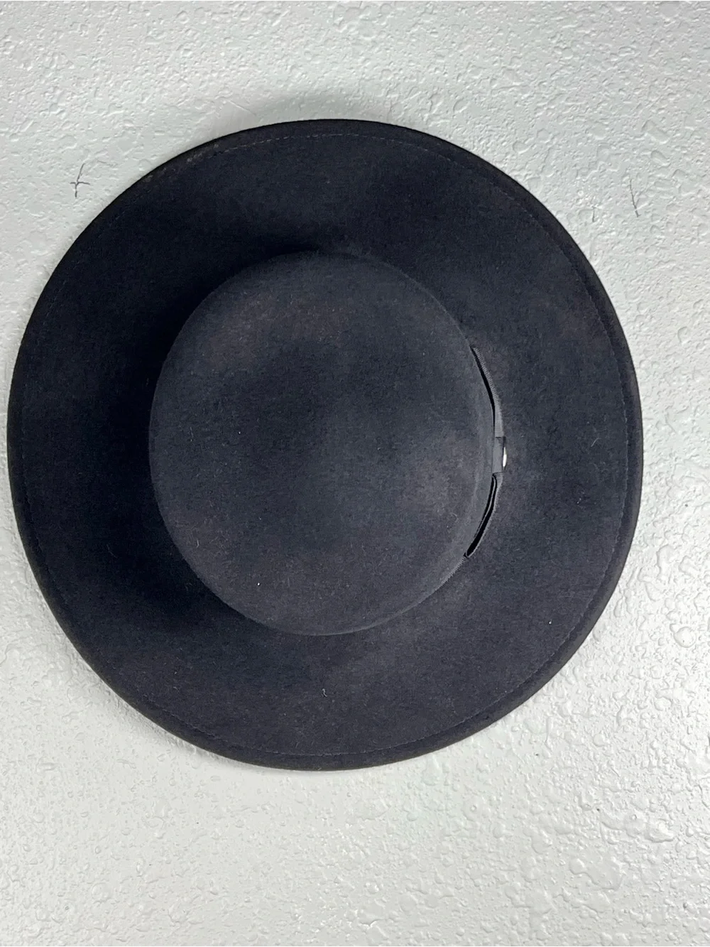 C.C Exclusive Black 100% Wool Wide Brim Boater Hat